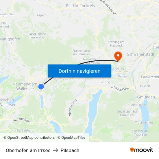 Oberhofen am Irrsee to Pilsbach map