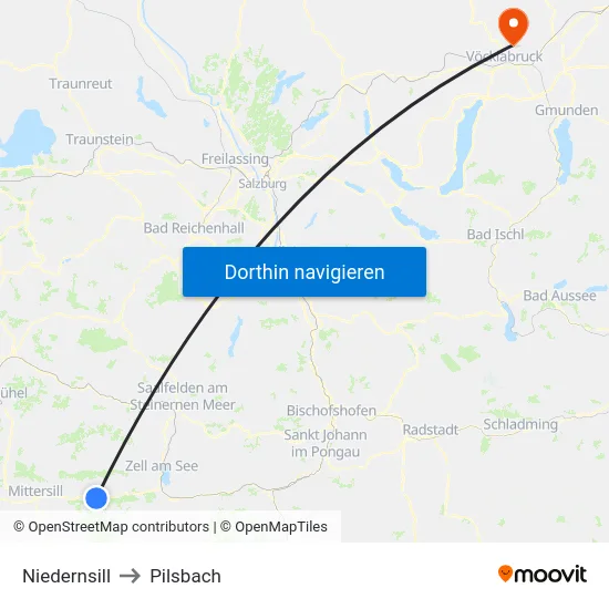 Niedernsill to Pilsbach map