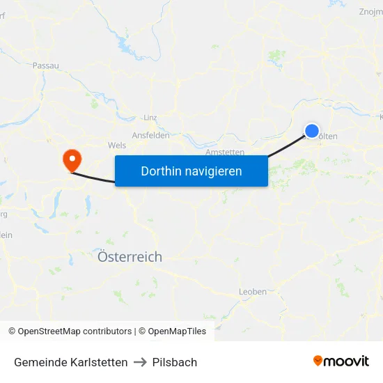 Gemeinde Karlstetten to Pilsbach map