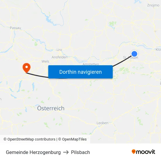 Gemeinde Herzogenburg to Pilsbach map