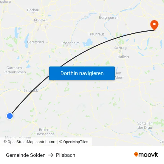 Gemeinde Sölden to Pilsbach map