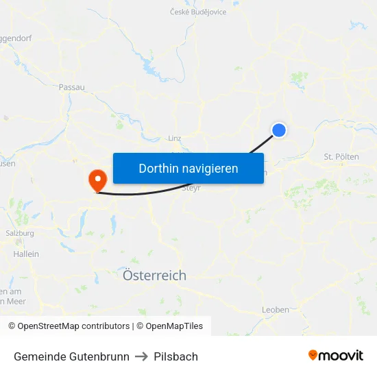 Gemeinde Gutenbrunn to Pilsbach map