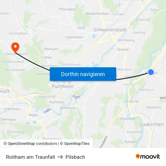 Roitham am Traunfall to Pilsbach map