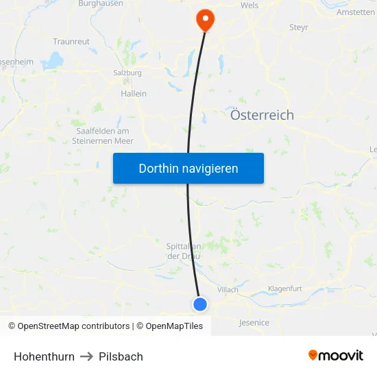 Hohenthurn to Pilsbach map