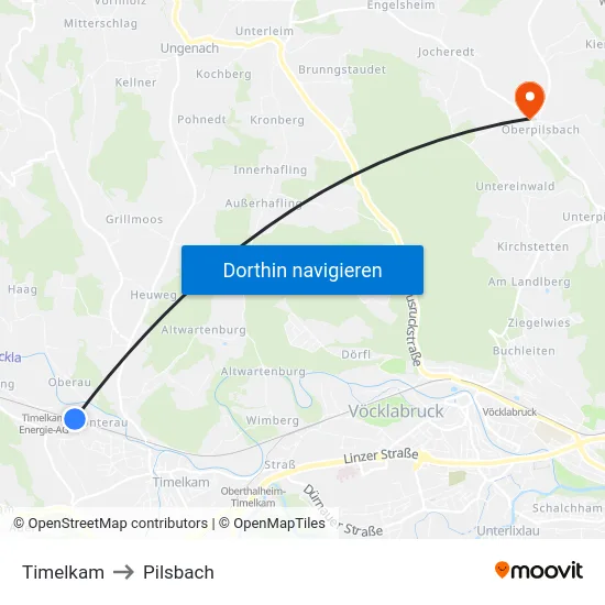 Timelkam to Pilsbach map