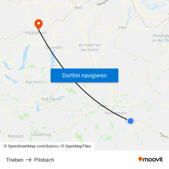 Trieben to Pilsbach map