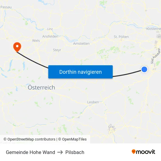 Gemeinde Hohe Wand to Pilsbach map