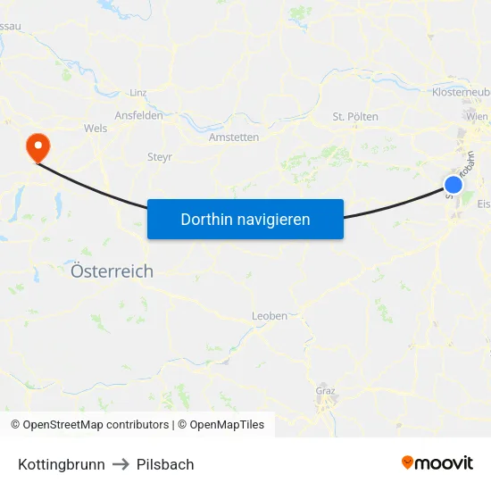 Kottingbrunn to Pilsbach map