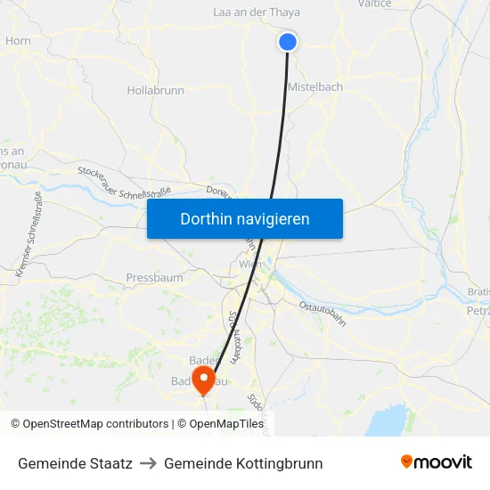 Gemeinde Staatz to Gemeinde Kottingbrunn map