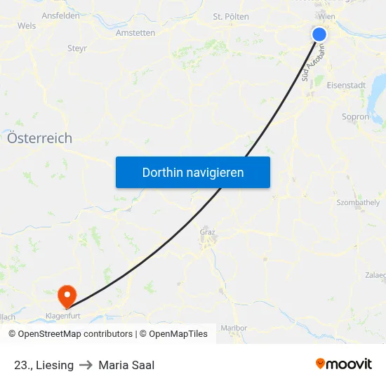 23., Liesing to Maria Saal map