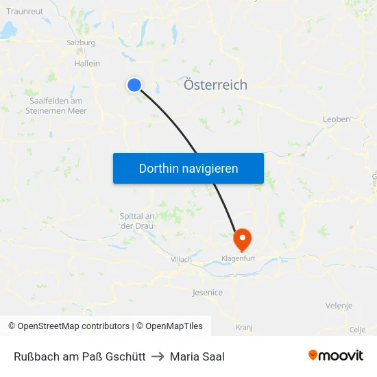 Rußbach am Paß Gschütt to Maria Saal map