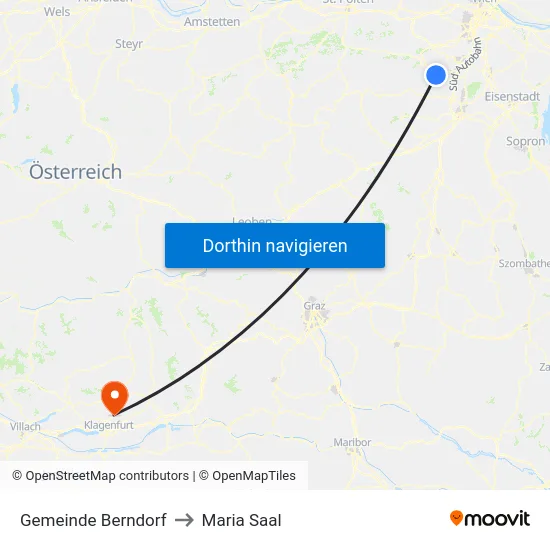 Gemeinde Berndorf to Maria Saal map