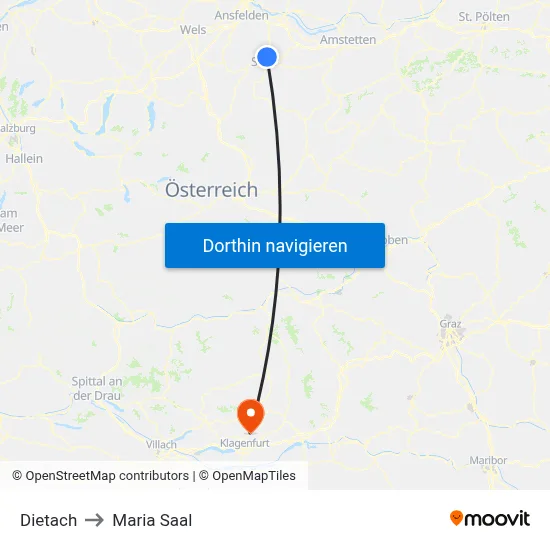 Dietach to Maria Saal map