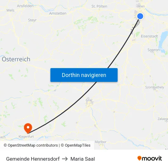 Gemeinde Hennersdorf to Maria Saal map