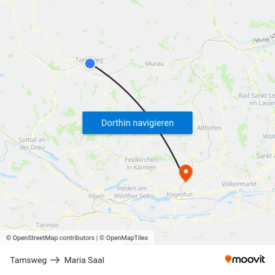 Tamsweg to Maria Saal map