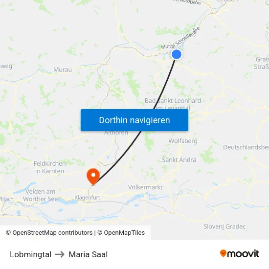 Lobmingtal to Maria Saal map