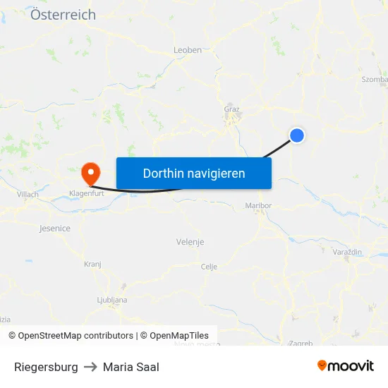 Riegersburg to Maria Saal map