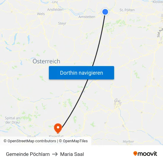 Gemeinde Pöchlarn to Maria Saal map