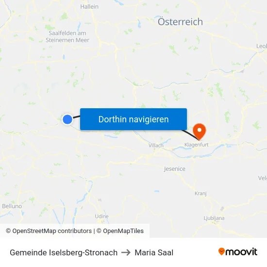 Gemeinde Iselsberg-Stronach to Maria Saal map