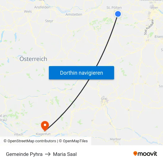 Gemeinde Pyhra to Maria Saal map