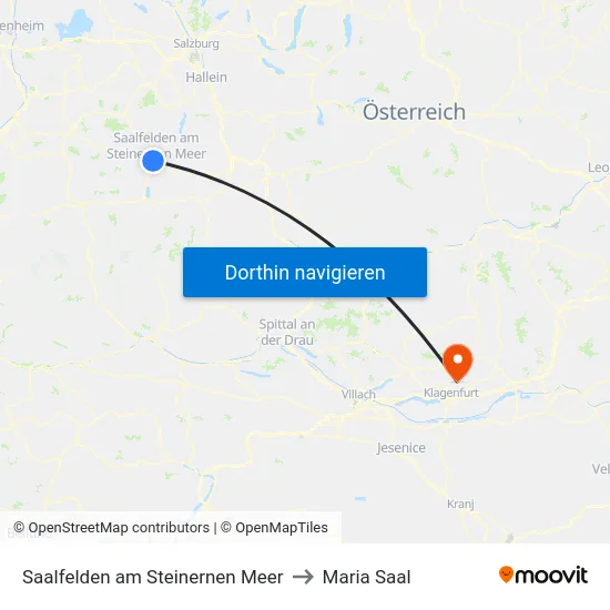Saalfelden am Steinernen Meer to Maria Saal map
