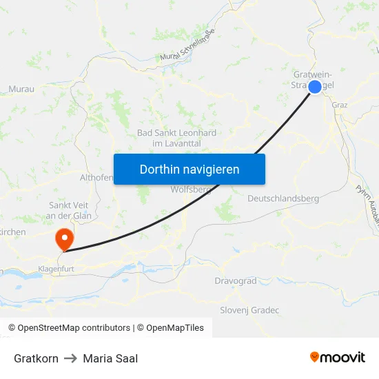 Gratkorn to Maria Saal map