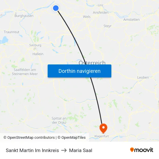 Sankt Martin Im Innkreis to Maria Saal map