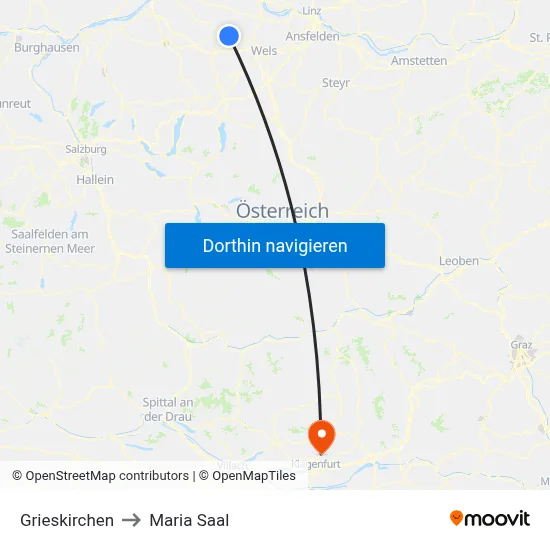 Grieskirchen to Maria Saal map