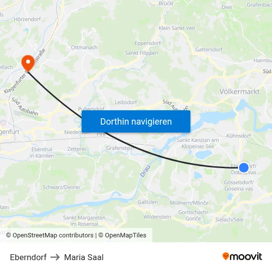 Eberndorf to Maria Saal map