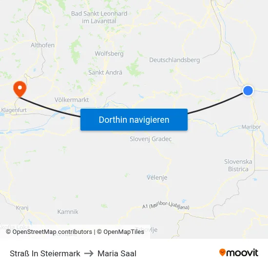 Straß In Steiermark to Maria Saal map