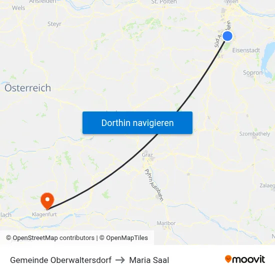 Gemeinde Oberwaltersdorf to Maria Saal map