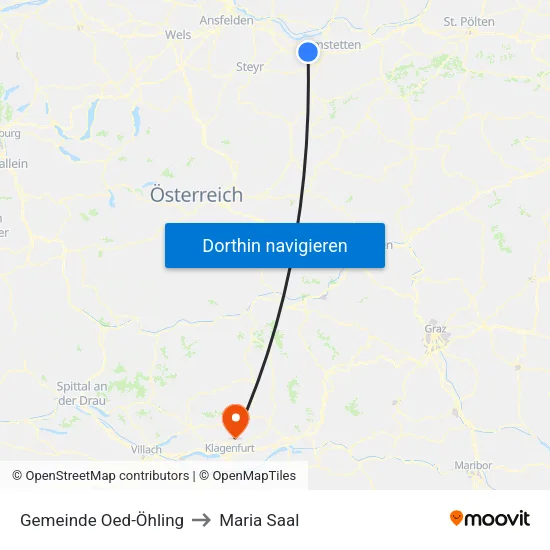 Gemeinde Oed-Öhling to Maria Saal map