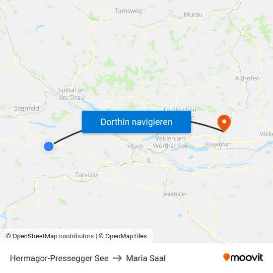 Hermagor-Pressegger See to Maria Saal map