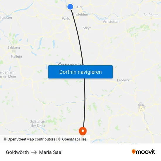 Goldwörth to Maria Saal map