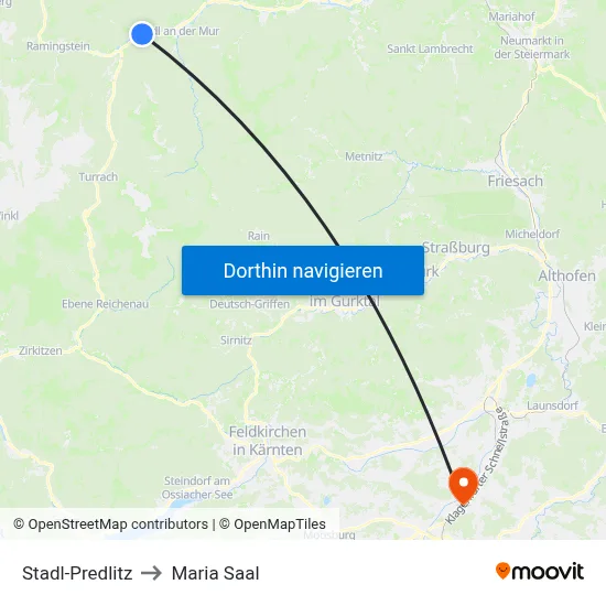 Stadl-Predlitz to Maria Saal map
