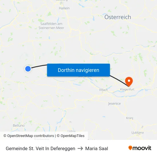 Gemeinde St. Veit In Defereggen to Maria Saal map