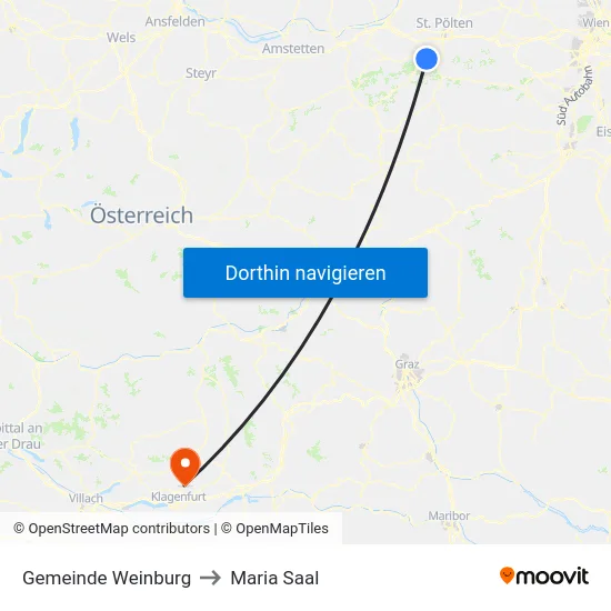 Gemeinde Weinburg to Maria Saal map