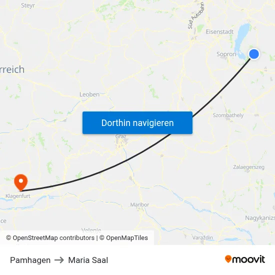 Pamhagen to Maria Saal map