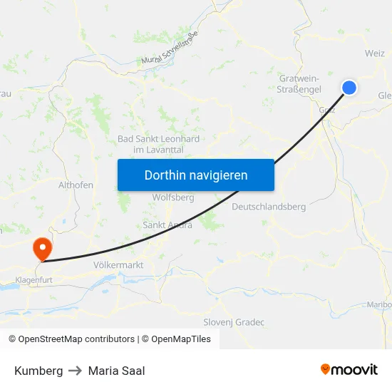 Kumberg to Maria Saal map