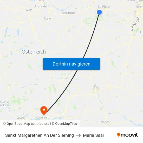 Sankt Margarethen An Der Sierning to Maria Saal map