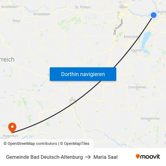 Gemeinde Bad Deutsch-Altenburg to Maria Saal map