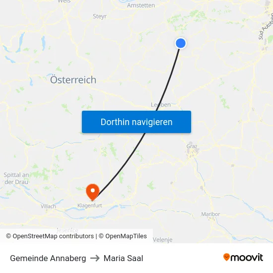 Gemeinde Annaberg to Maria Saal map