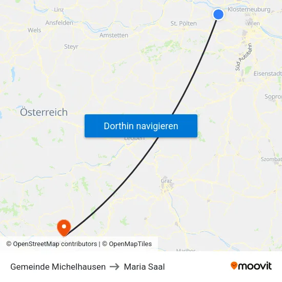 Gemeinde Michelhausen to Maria Saal map
