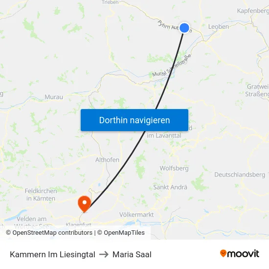 Kammern Im Liesingtal to Maria Saal map