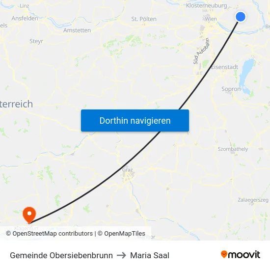 Gemeinde Obersiebenbrunn to Maria Saal map