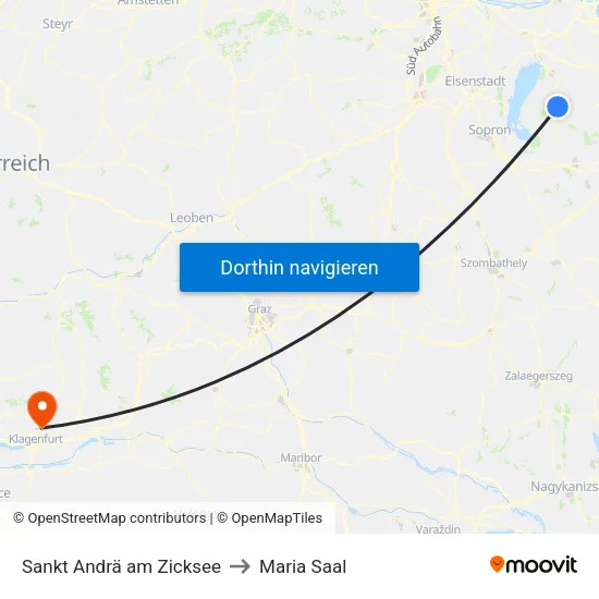 Sankt Andrä am Zicksee to Maria Saal map