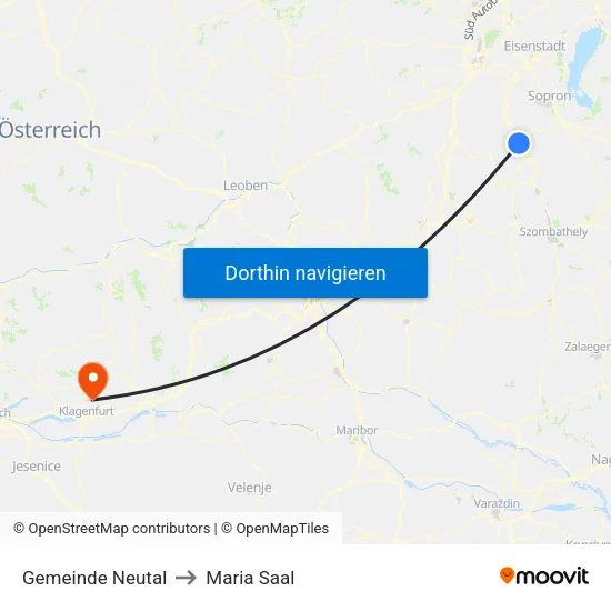 Gemeinde Neutal to Maria Saal map