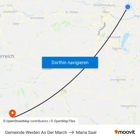 Gemeinde Weiden An Der March to Maria Saal map