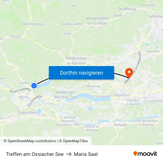 Treffen am Ossiacher See to Maria Saal map