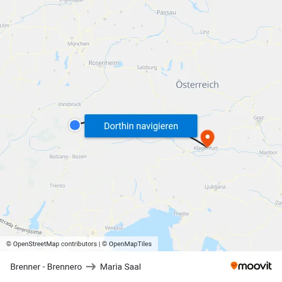 Brenner - Brennero to Maria Saal map